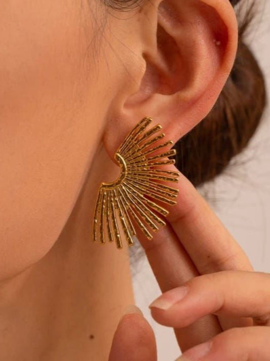 18K Gold Plated Half Sunray Studs QROSH