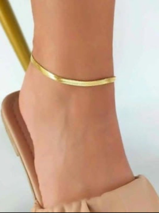 18K Gold Plated Dainty Snake Chain Anklet QROSH