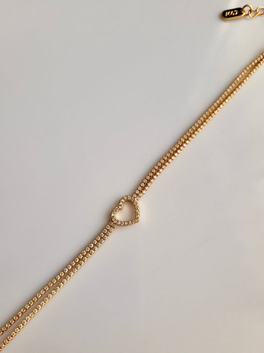 18K Gold Plated Rose Gold Heart Bracelet QROSH