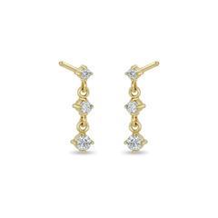 18K Gold Plated Dainty Solitaire Earrings