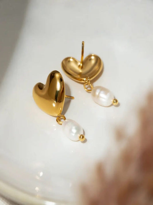 18K Gold Plated Dainty Heart Studs QROSH