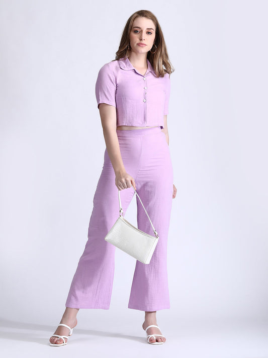 Lavender Double Linen Co-Ord Set QROSH