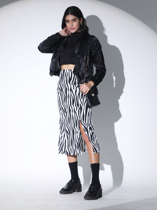 Bodycon Midi Skirt Double Slit QROSH