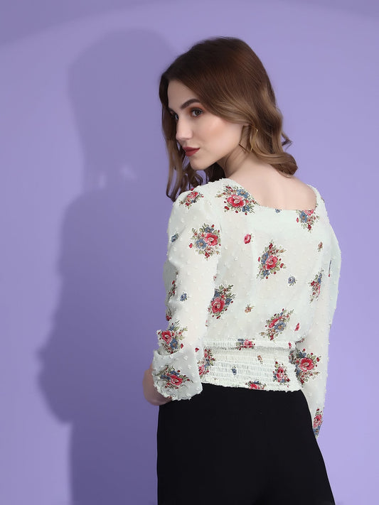 Floral Crop Top Mint color QROSH