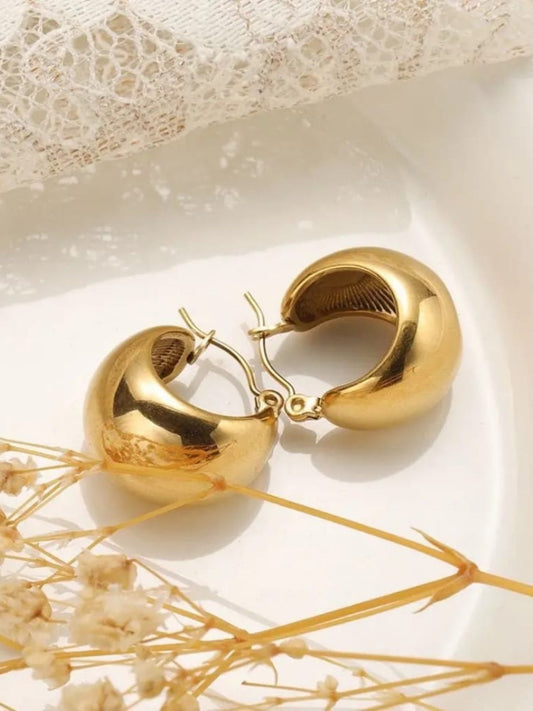 18K Gold Plated Dainty Semi-Cup Hoops QROSH