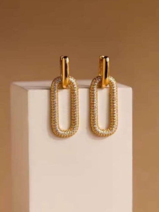 Dainty Stone Studded Double Hoop Earring QROSH