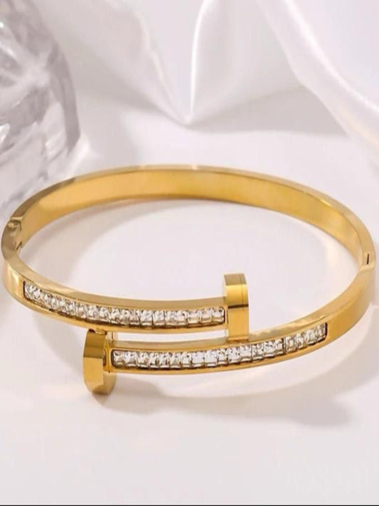 18K Gold Plated Nail-Bolt Bangle QROSH