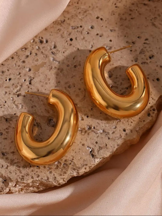 18K Gold Plated Statement J Stud QROSH