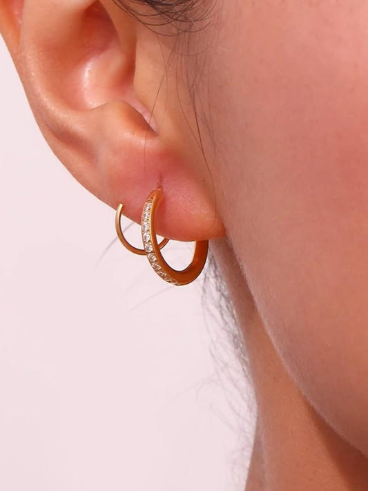 18K Gold Plated Dainty Solitaire Earrings QROSH