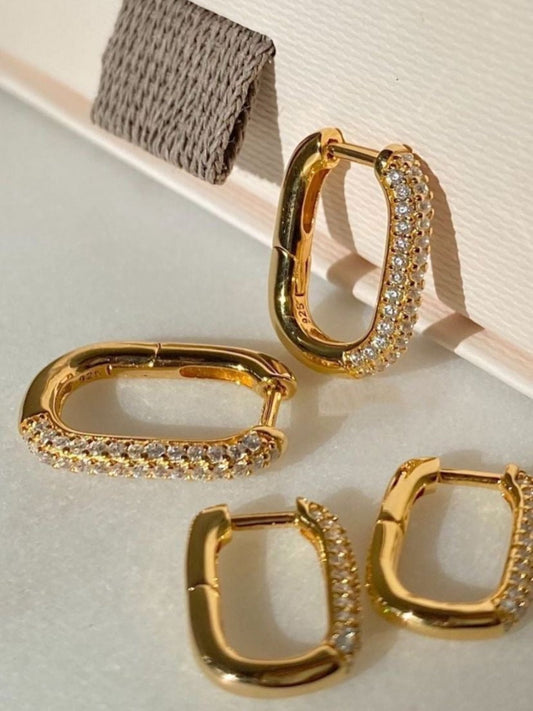 Stone-Studded Golden Hoops QROSH