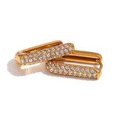 Stone-Studded Golden Hoops