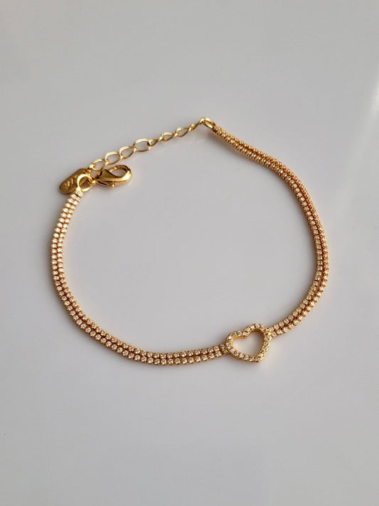 18K Gold Plated Rose Gold Heart Bracelet QROSH