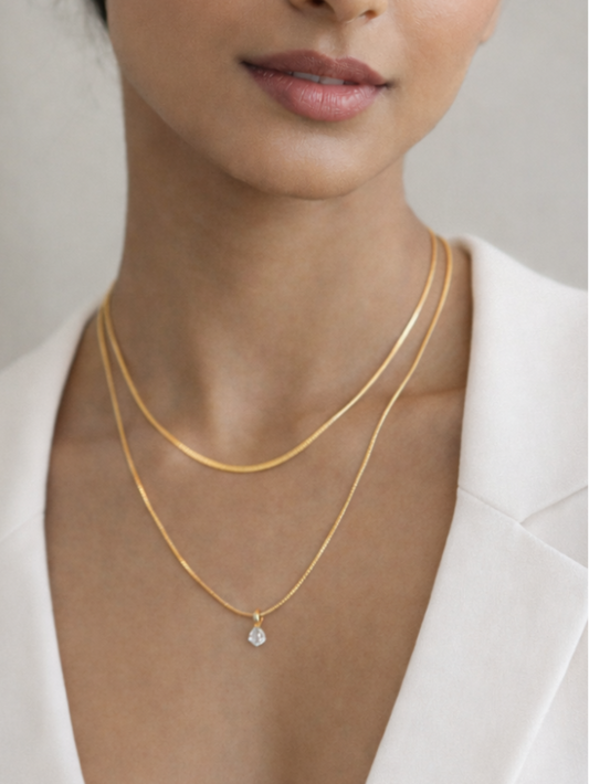 Double Layer Chain Drop Pendant QROSH