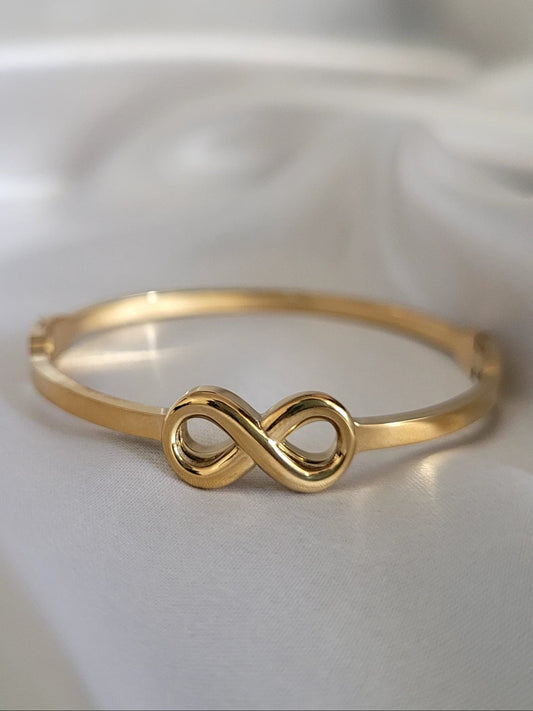 18K Gold Plated Dainty Infinity Bangle QROSH