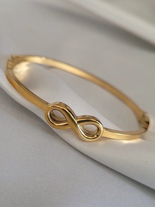 18K Gold Plated Dainty Infinity Bangle QROSH