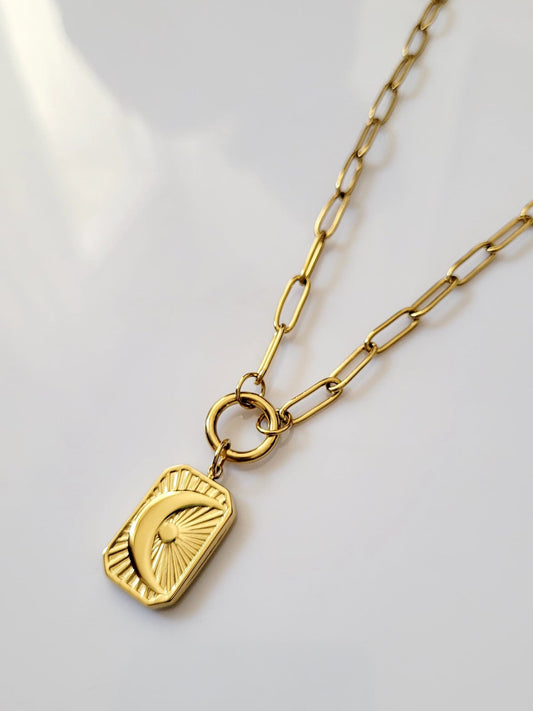 18K Gold-Plated Front Open Moon Pendant QROSH