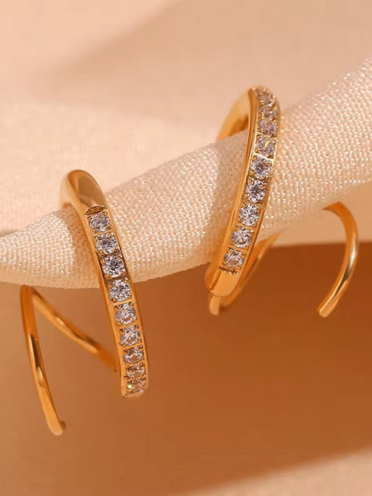 18K Gold Plated Dainty Solitaire Earrings QROSH