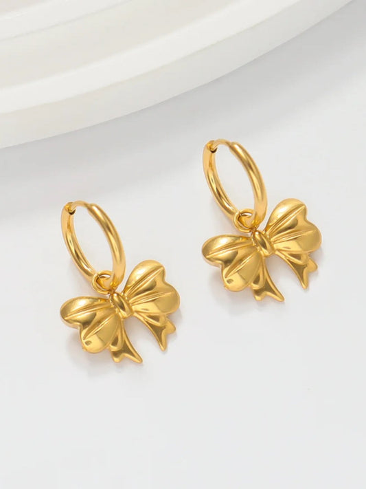 18K Gold Plated Minimal Bow Huggies QROSH