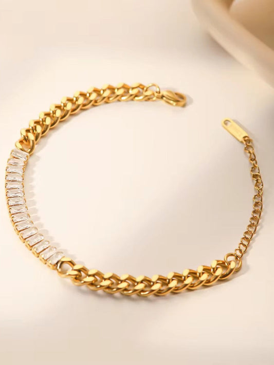 Rose-Gold Dainty Half Tennis Bracelet QROSH