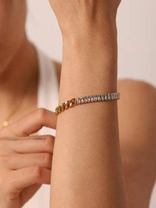Rose-Gold Dainty Half Tennis Bracelet QROSH