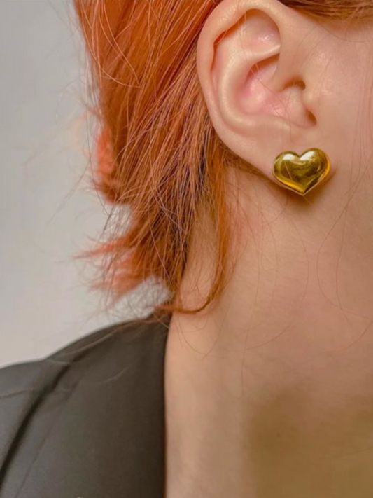 18K Gold Plated Golden Heart Studs QROSH