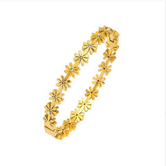 18K Gold Plated Minimal Dainty Daisy Bangle
