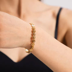 18K Gold Plated Minimal Dainty Daisy Bangle
