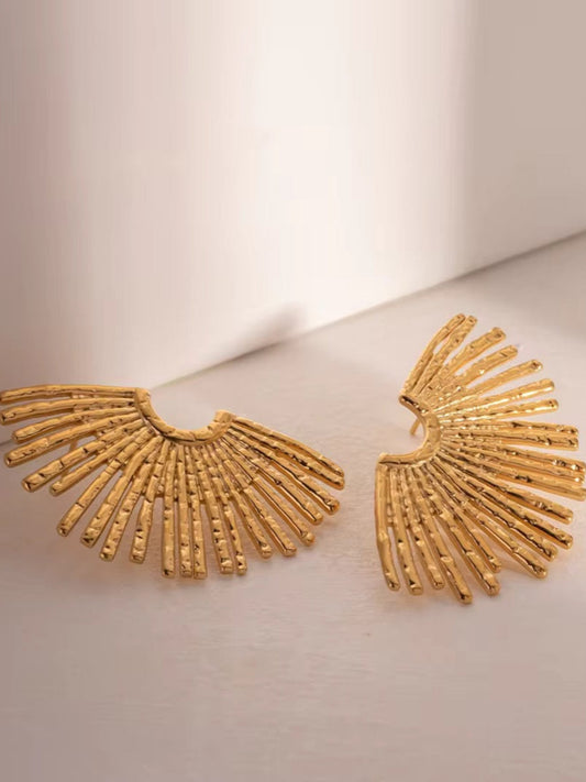 18K Gold Plated Half Sunray Studs QROSH