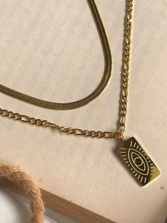 Elegant Double Layer Evil-Eye Pendant QROSH