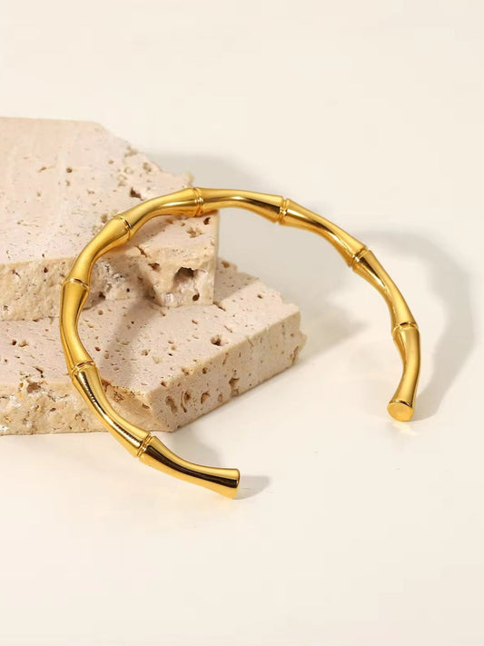 18K Gold Plated Bamboo Bangle QROSH