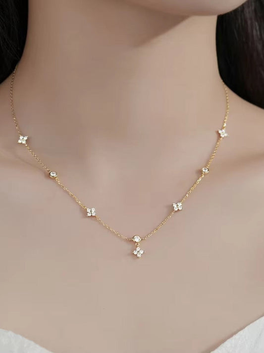 Dainty Solitaire Charm Necklace QROSH
