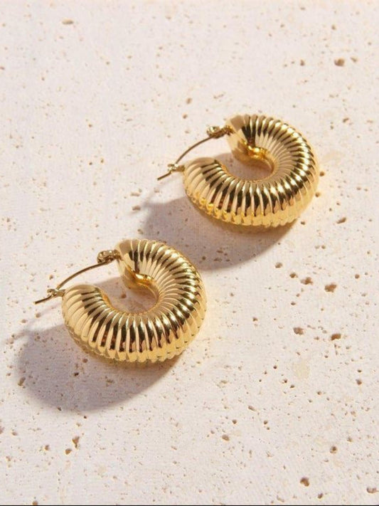 18K Gold Plated Chunky Boho Spiral Hoops QROSH