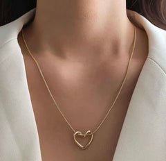 18K Gold-Plated Hollow Heart Pendant
