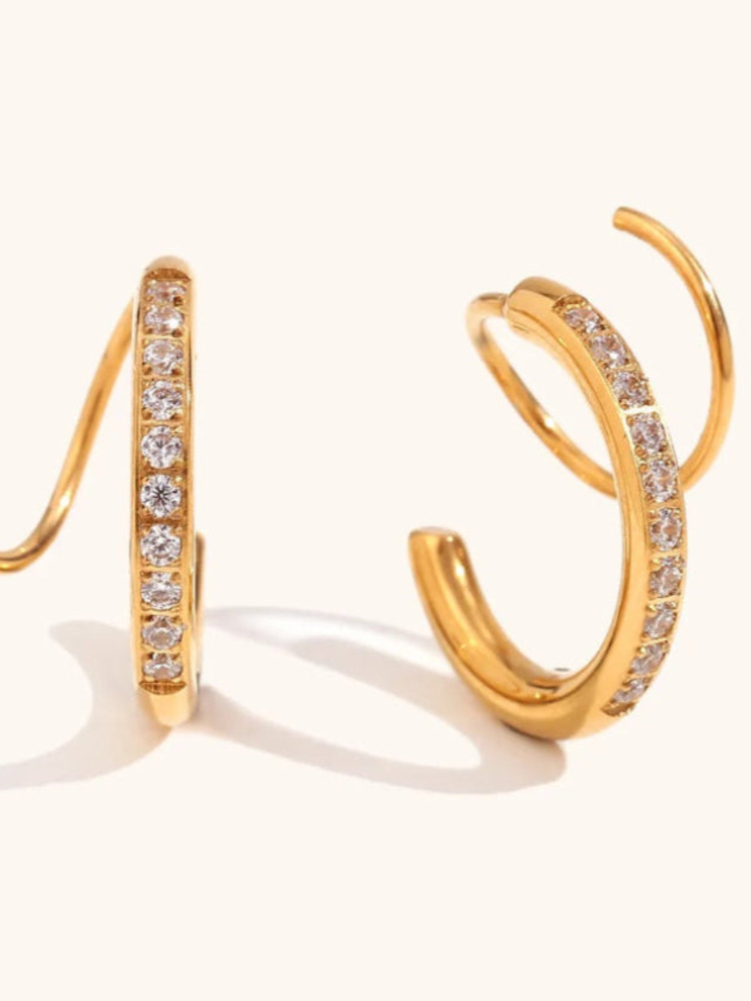 18K Gold Plated Dainty Solitaire Earrings QROSH
