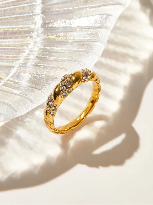 18K Gold Plated 316L Full Stone Donut Ring QROSH