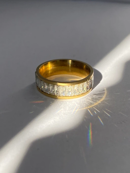 18K Gold Plated 316L Full Stone Ring QROSH