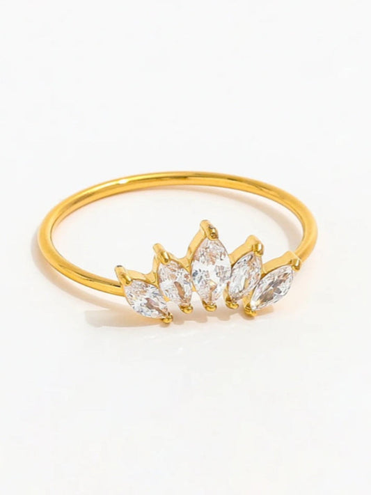 18K Gold Plated Dainty Adjustable Crown Ring QROSH