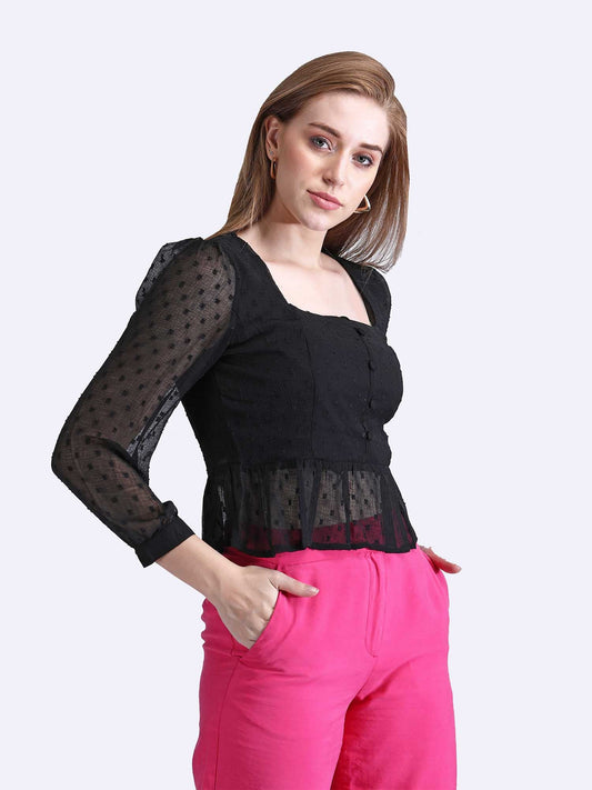 Black Sheer Top QROSH