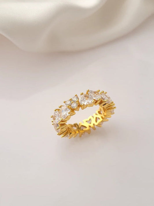 18K Gold Plated Dainty Heart Band Ring QROSH