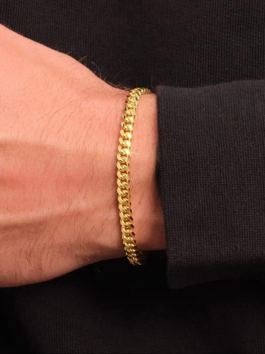 18K Gold-Plated Cuban Link Bracelet – Stylish Unisex Chain for Men & Women QROSH
