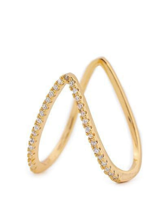 Gold V ring with embedded stones