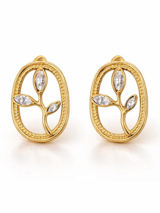 Gold earrings with diamond accents