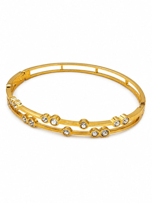Sparkling Gold Designer Bangle QROSH