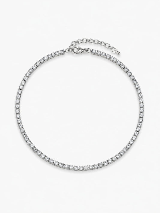 Sterling Silver Tennis Anklet QROSH