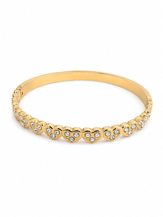 Dainty Pave Heart Pattern Bangle QROSH