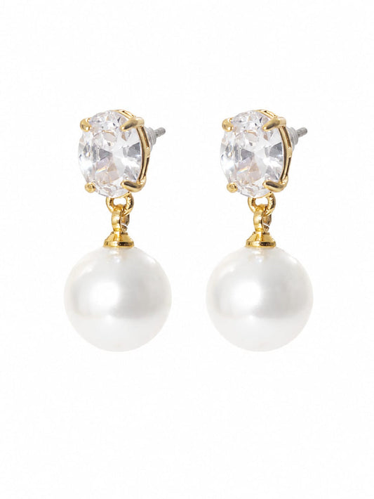 Oval Crystal Pearl Drop Earrings QROSH