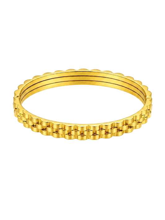 Gold Plated Textured Bangle QROSH