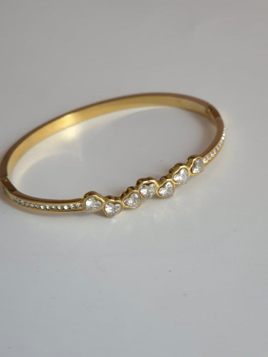 Sparkling Gold Designer Bangle QROSH