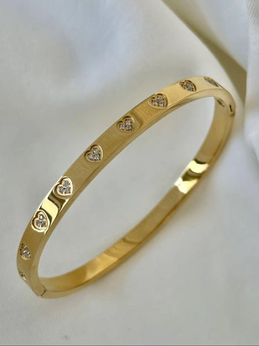18K Gold-Plated Heart Bangle QROSH