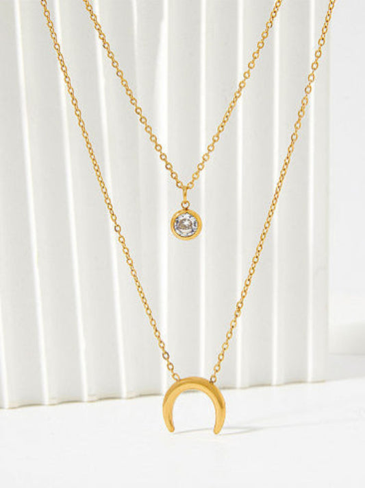 Gold Moon & Star Pendant Necklace QROSH